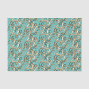 Vintage Ornate Gold Monogram K Tissue Paper