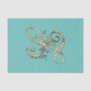 Vintage Ornate Gold Monogram L Tissue Paper