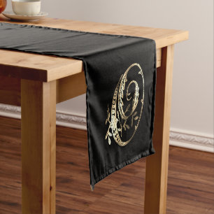 Vintage Ornate Gold Monogram O Short Table Runner