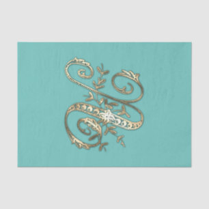 Vintage Ornate Gold Monogram U Tissue Paper