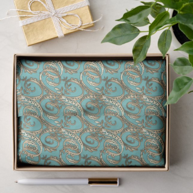 Vintage Ornate Gold Monogram X Tissue Paper (Gift)