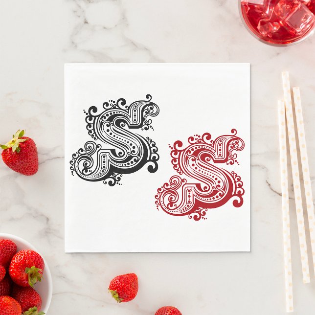 Vintage Ornate Letter S Monogram  Napkin (Creator Uploaded)