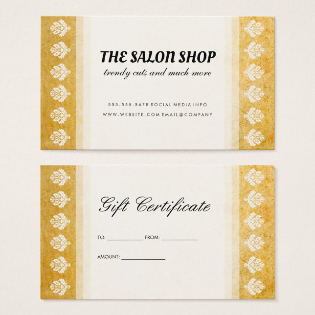 Vintage Ornate Pattern Gift Certificate (Front & Back)