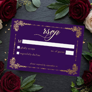 Vintage Ornate Purple Gold Scroll Gothic Wedding