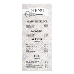 Vintage Ornate Scissors Hair Salon Menu Cards