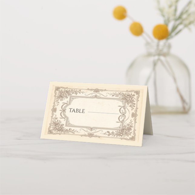 Vintage Ornate Wedding Place Card (Front)