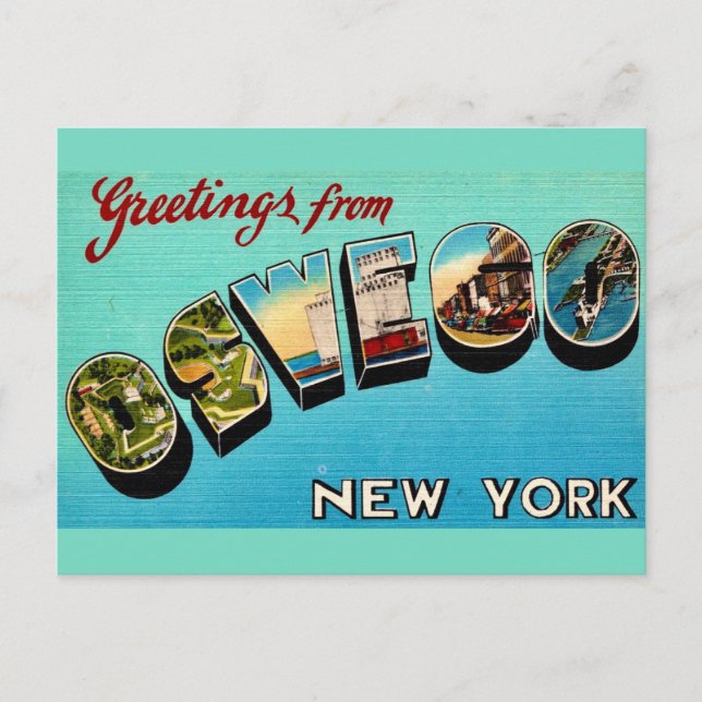 Vintage Oswego NY Greeting Postcard (Front)