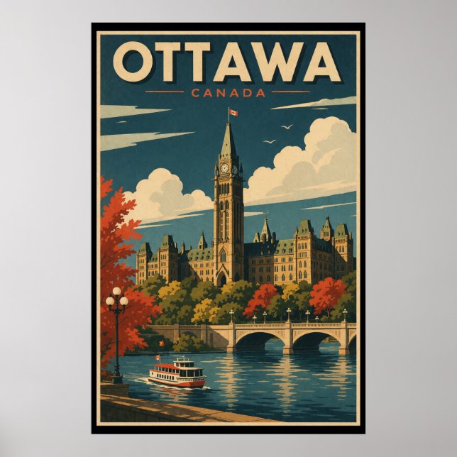 Vintage Ottawa Canada Travel Poster (Front)