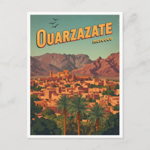 Vintage Ouarzazate city kasbah Sahara Desert moroc Postcard