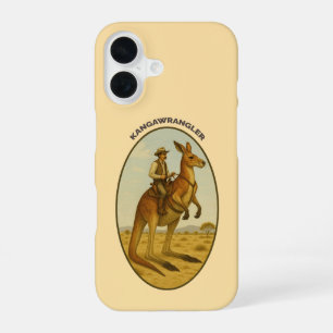 Vintage Outback Cowboy Riding a Giant Kangaroo URM iPhone 16 Case