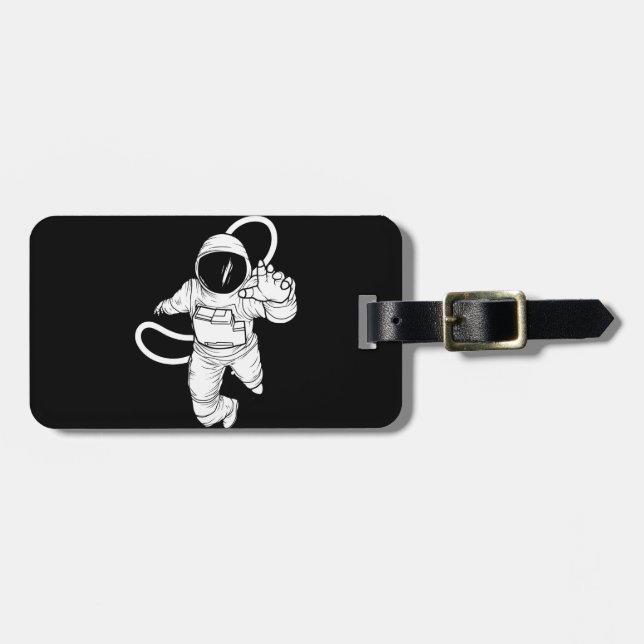Vintage Outer Space  Funny Astronaut Luggage Tag (Front Horizontal)