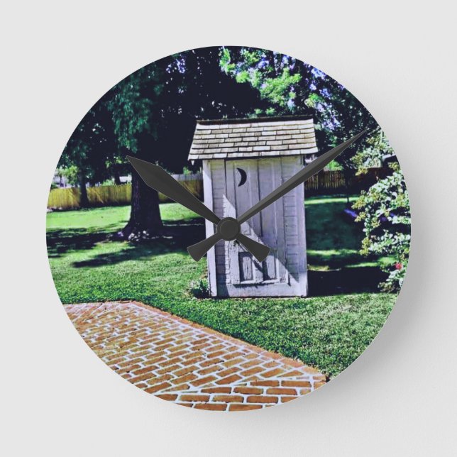 Vintage Outhouse From Harry Truman's Childhood Round Clock (Front)
