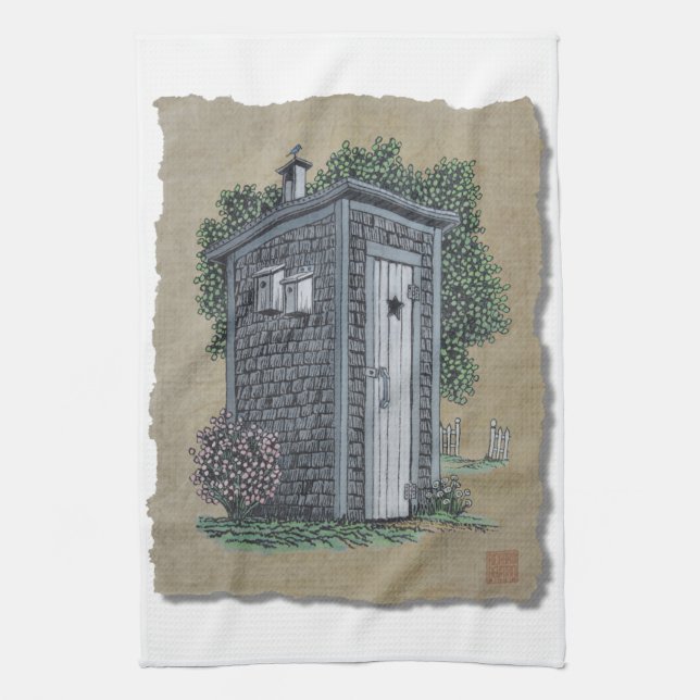 Vintage Outhouse Tea Towel (Vertical)