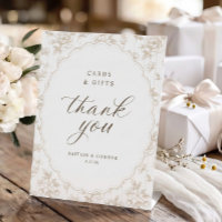 Vintage Oval Cards & Gifts Beige Tan Wedding