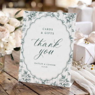 Vintage Oval Cards & Gifts Emerald Green Wedding Pedestal Sign