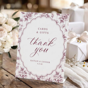 Vintage Oval Cards & Gifts Wine Red Wedding Pedestal Sign
