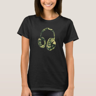 Vintage Over Ear Camo Heaphones - Retro Original E T-Shirt