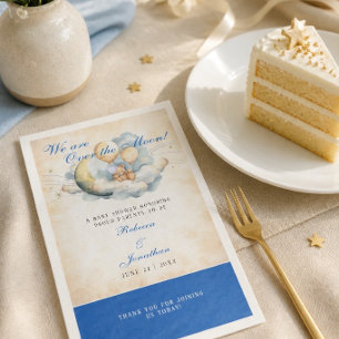 Vintage Over the Moon Baby Shower Napkin