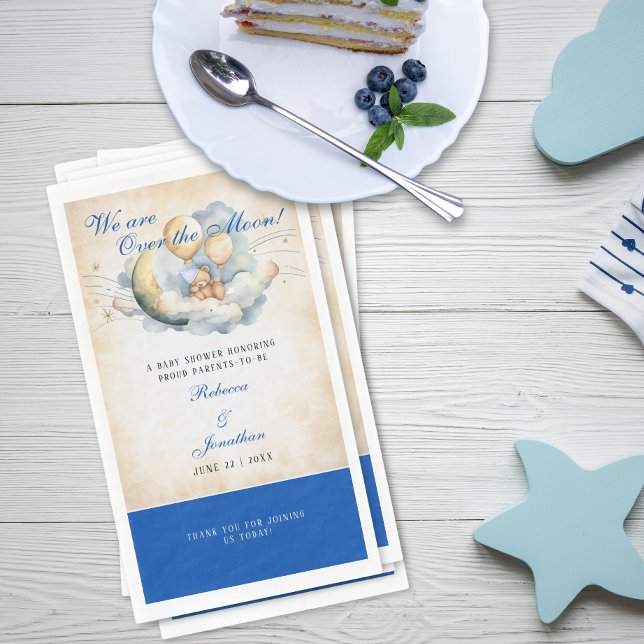 Vintage Over the Moon Baby Shower Napkin (Creator Uploaded)