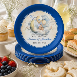 Vintage Over the Moon Baby Shower Paper Plate