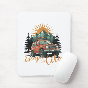 Vintage Overland 4x4 Adventure Escape The City Mouse Pad