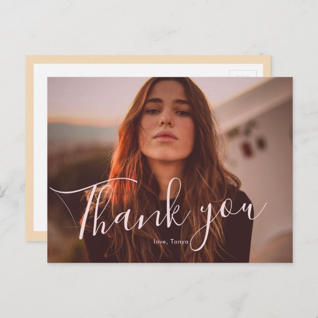 Vintage Overlay 1 Graduation Thank You Postcard (Front/Back)