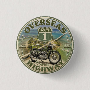 vintage Overseas Highway florida keys road gifts 3 Cm Round Badge