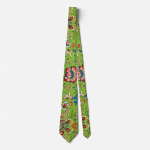 Vintage Owen Jones Chinese Ornament Green Floral Tie