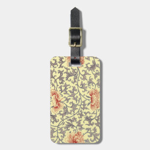 Vintage Owen Jones Chinoiserie Peony Floral Design Luggage Tag