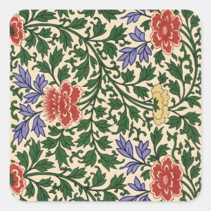 Vintage Owen Jones Chinoiserie Peony Pattern Square Sticker