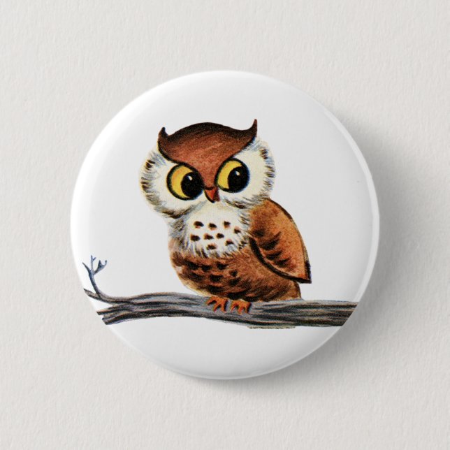 Vintage Owl 6 Cm Round Badge (Front)