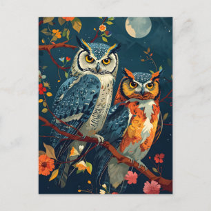 Vintage owl art postcard