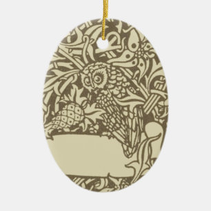 Vintage Owl Bookplate Arts and Crafts Walter Crane Ceramic Tree Decoration