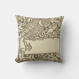 Vintage Owl Bookplate Arts and Crafts Walter Crane Cushion