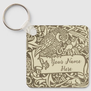 Vintage Owl Bookplate Arts and Crafts Walter Crane Key Ring