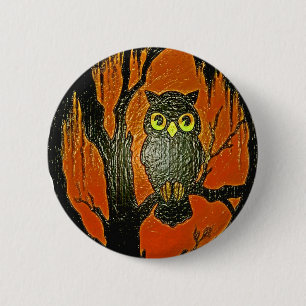 Vintage Owl cartoon Art 6 Cm Round Badge