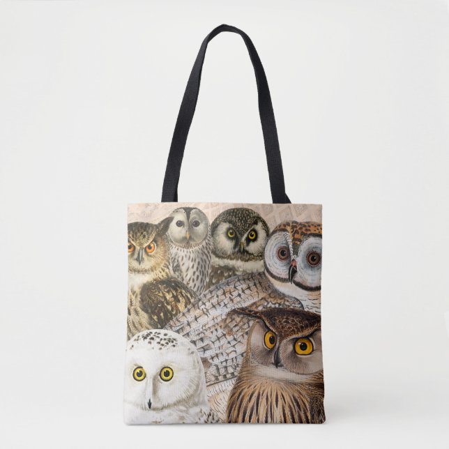Vintage Owl Collage Tote Bag (Front)