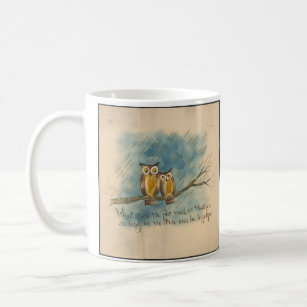 Vintage Owl Couple on Tree Branch Coffee Mug