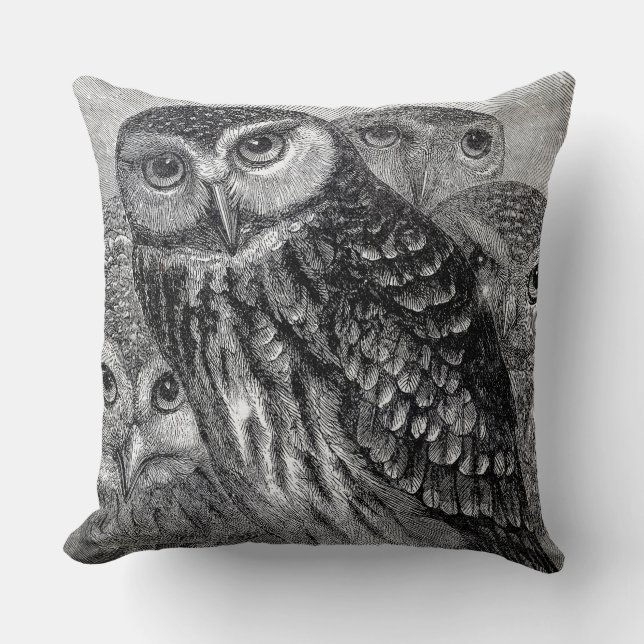 Vintage Owl Family Cushion (Front)
