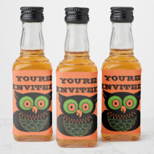 Vintage Owl Liquor Bottle Label