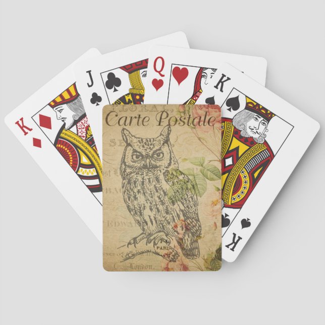 Vintage Owl Playing Cards (Back)