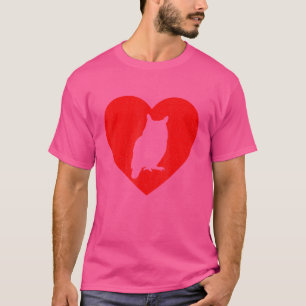 Vintage Owl Red Heart Animal Valentines Day T-Shirt