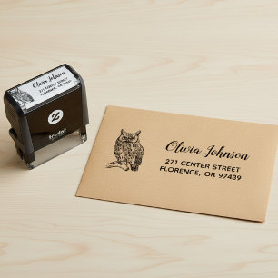 Vintage Owl Self-inking Return Address Stamp