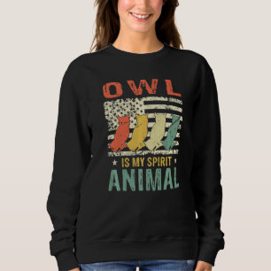Vintage Owl Spirit Animal Retro Us American Flag Sweatshirt