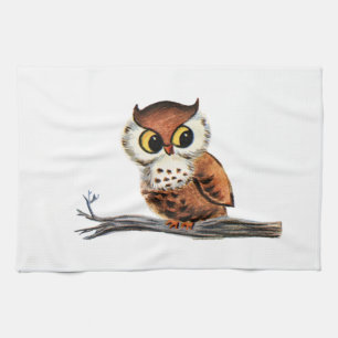 Vintage Owl Tea Towel