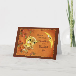 Vintage Owl Thanksgiving Card