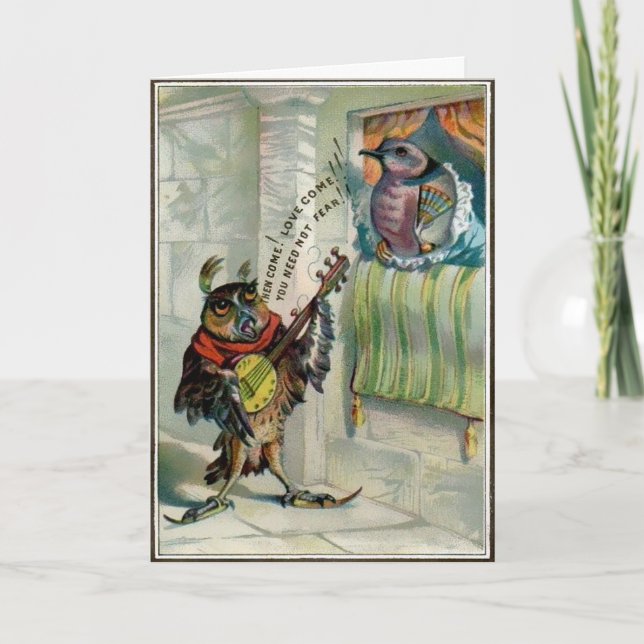 Vintage Owl Valentines Day Card (Front)