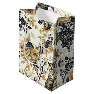 Vintage Owls & Floral Botanical Pattern (7) Medium Gift Bag