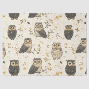 Vintage Owls & Floral Botanical Pattern Tissue Paper