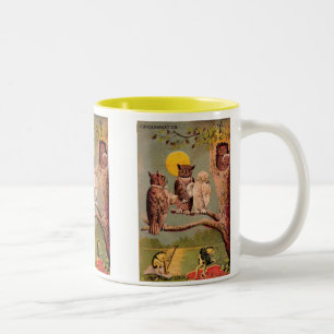 Vintage Owls Two-Tone Coffee Mug